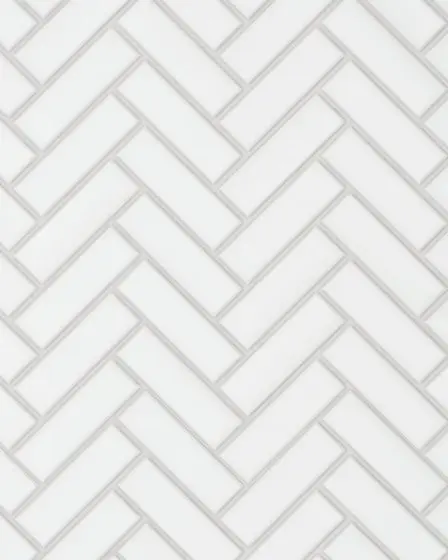 Le Cafe White Matte Porcelain 1"x3" Herringbone Mosaic Tile