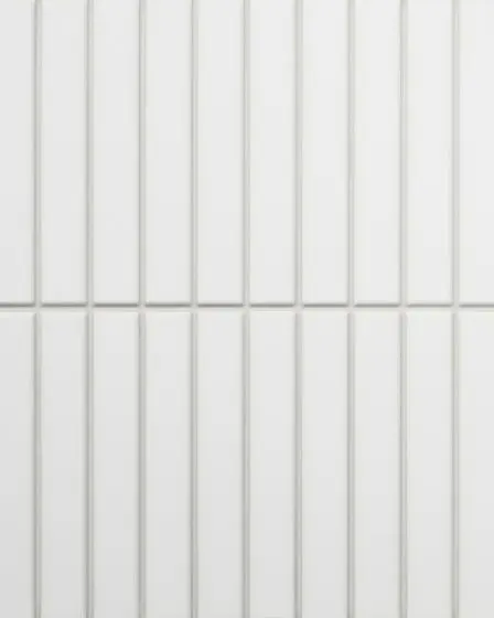 Le Cafe White Matte Porcelain 1"x6" Straight Stack Mosaic Tile