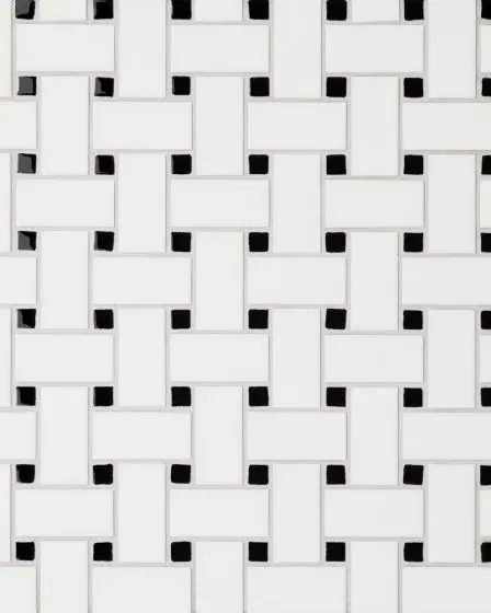 Le Cafe White/Black Matte Porcelain Basket Weave Mosaic Tile
