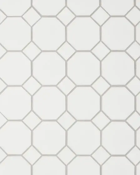 Le Cafe White Matte Porcelain Octagon Mosaic Tile