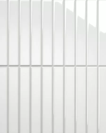 Le Cafe White Glossy Porcelain 1"x6" Straight Stack Mosaic Tile