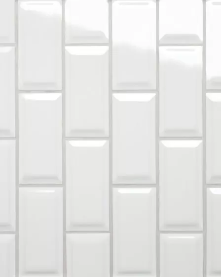 Le Cafe White Glossy Porcelain 2"x4" Off Set Mesh Mount Mosaic Tile