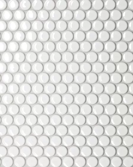 Le Cafe White Glossy Porcelain 3/4" Penny Round Mosaic Tile