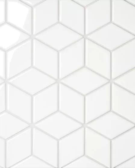 Le Cafe White Glossy Porcelain Diamond Mosaic Tile