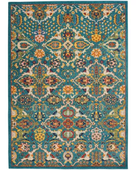 Allur ALR03 Turquoise Ivory Area Rug