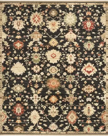 Antique Bloom ANB01 Black Area Rug