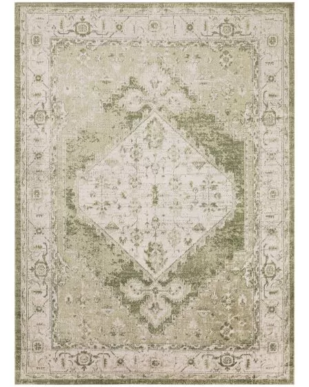 Astra Machine Washable ASW11 Ivory Green Rug