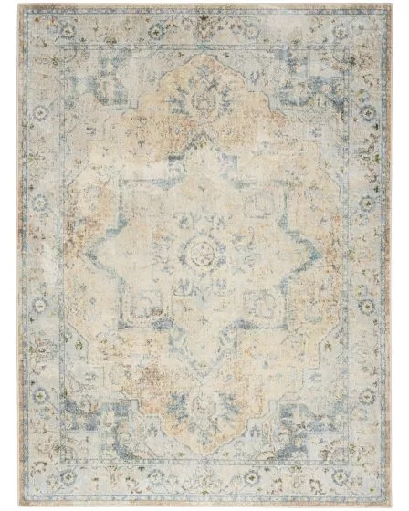 Astra Machine Washable ASW12 Beige Blue Rug