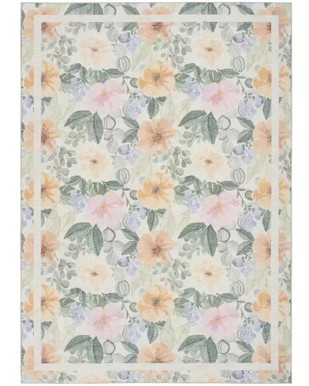 Botanical Washables BOT01 Ivory Multicolor 4'x6' Area Rug