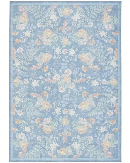 Botanical Washables BOT02 Blue Multicolor 4'x6' Area Rug