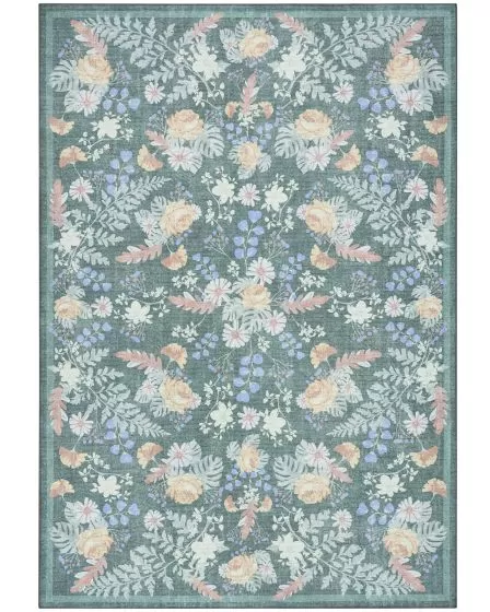 Botanical Washables BOT02 Green Multicolor 4'x6' Area Rug