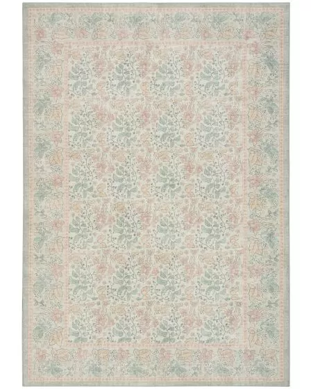 Botanical Washables BOT03 Green Multicolor 4'x6' Area Rug