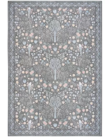 Botanical Washables BOT04 Charcoal Multicolor 4'x6' Area Rug