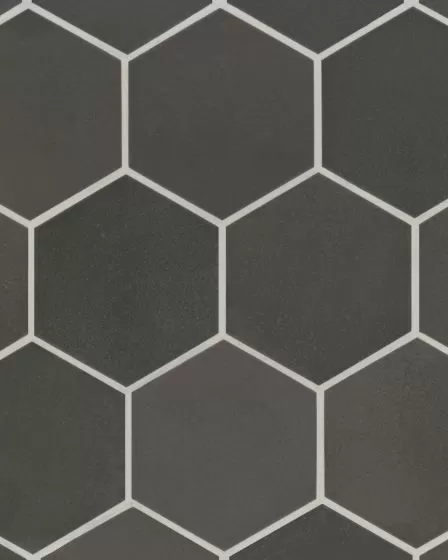 Celine Black Matte Glazed Porcelain 4.5"x4" Hexagon Field Tile