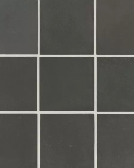 Celine Black Matte Glazed Porcelain 4"x4" Square Field Tile