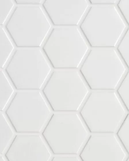 Circuit White 2x2 Hexagon Matte Tile