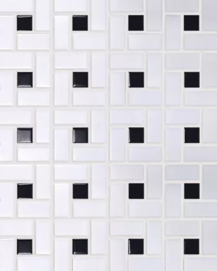 Circuit White w/black Pinwheel Matte Tile