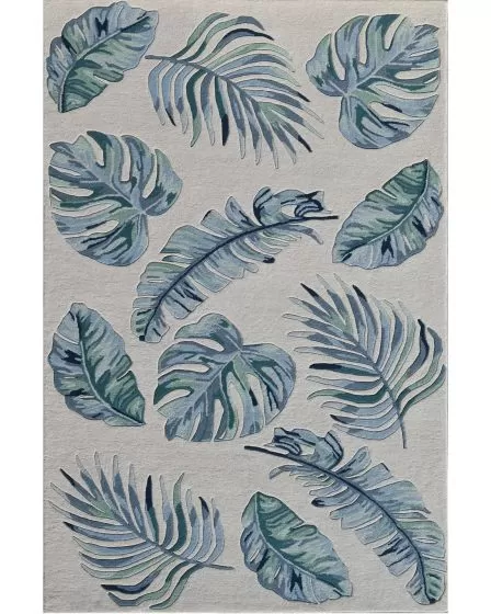 Cove Ivory/Blue Leaves Area Rug
