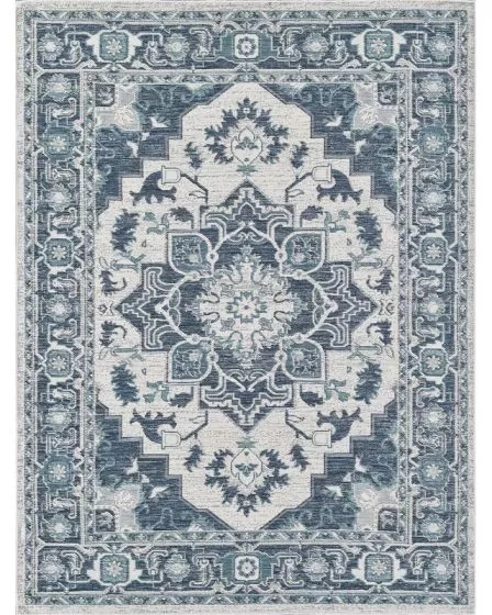 Dahlia 1401 Ivory/Blue Medallion Area Rug