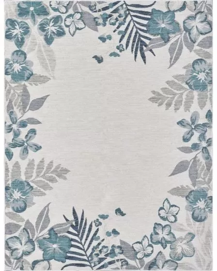 Dahlia 1404 Ivory/Blue Garden Border Area Rug