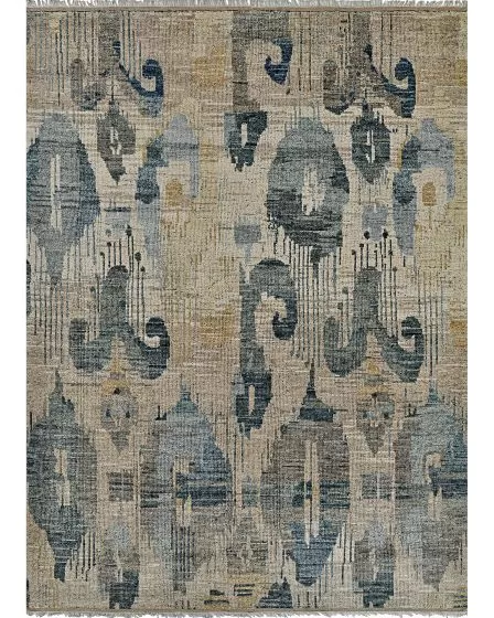 Desi Mahal Natural-Blue 6'x9' Area Rug