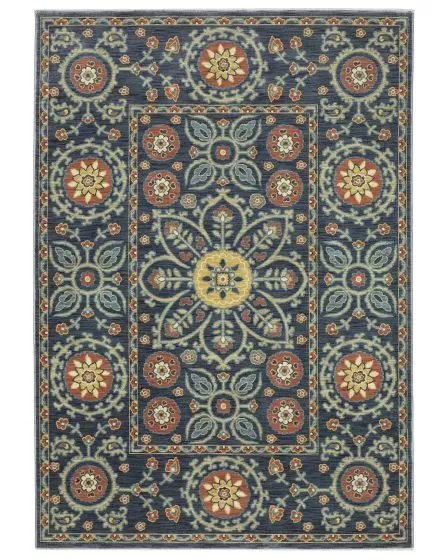 Francesca fr11b Blue/Rust Area Rug