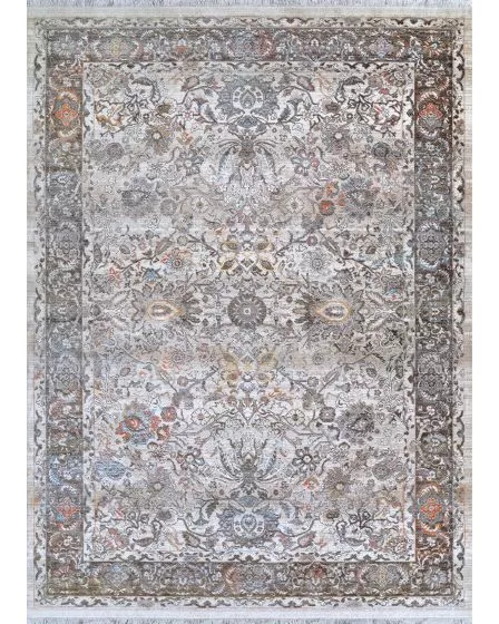 Halli Floral Kashan Beige/Mocha Area Rug