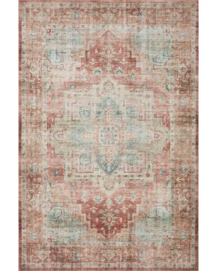Heidi HEI-01 Terracotta/Aqua Area Rug