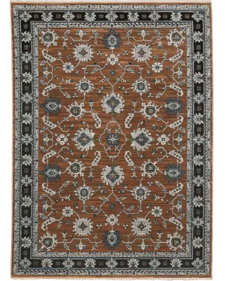 Keira KEI05 Rust/Grey Area Rug