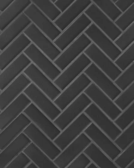 Le Cafe Black Matte Porcelain 1"x3" Herringbone Mosaic Tile