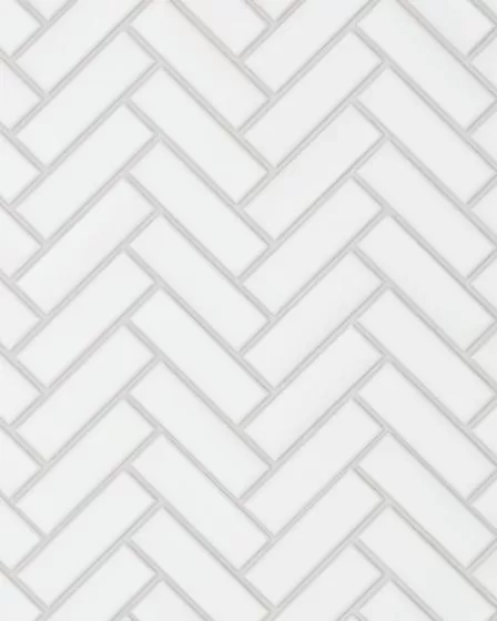 Le Cafe White Matte Porcelain 1"x3" Herringbone Mosaic Tile
