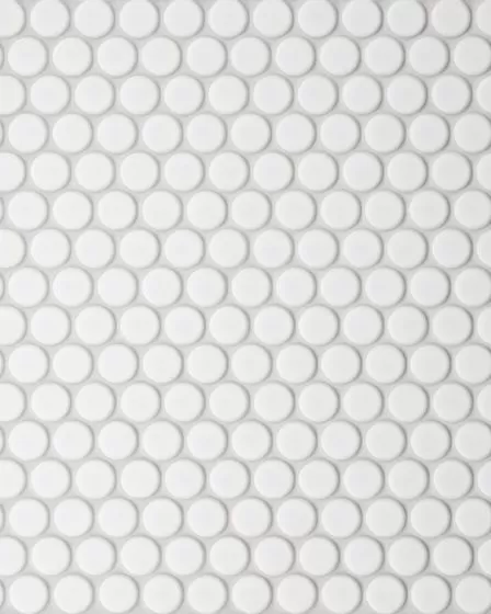 Le Cafe White Matte Porcelain 3/4" Penny Round Mosaic Tile
