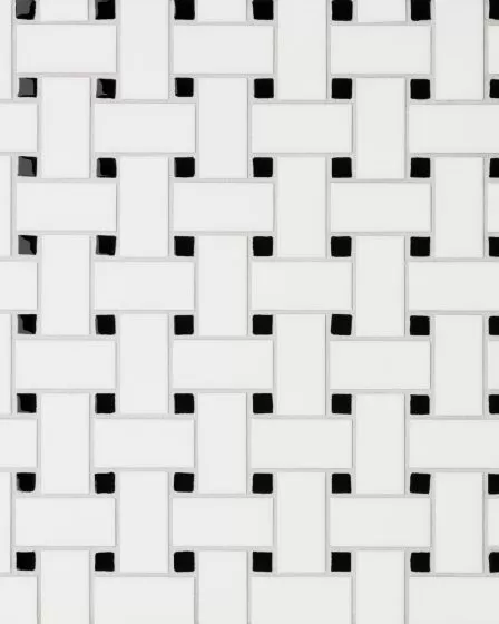 Le Cafe White/Black Matte Porcelain Basket Weave Mosaic Tile