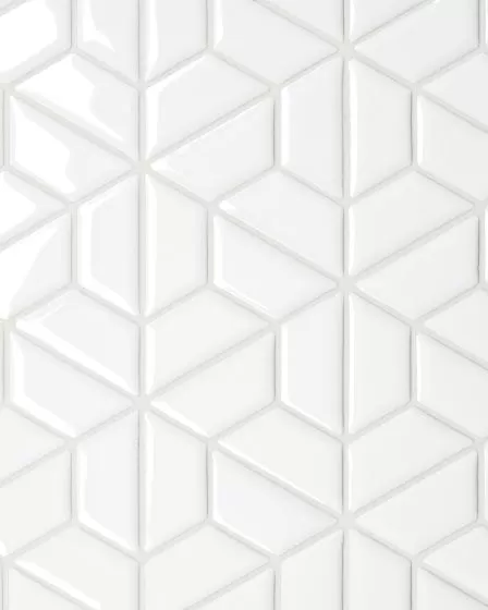 Le Cafe White Glossy Porcelain Half Hexagon Mosaic Tile