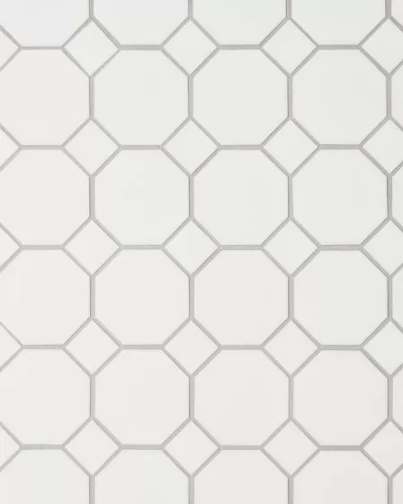 Le Cafe White Matte Porcelain Octagon Mosaic Tile