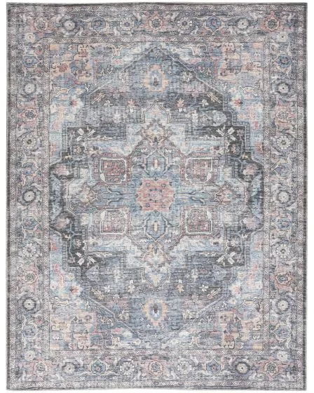 New Concept Washables SR101 Light Blue Multicolor 2'x3'9" Area Rug