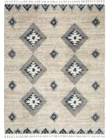 Oslo Shag OSL03 Ivory/Blue Area Rug