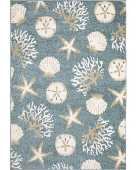Quinn QUI01 Blue 5'3"x7' Area Rug