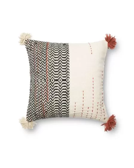 P0227 Black/Ivory 22"x22" Pillow