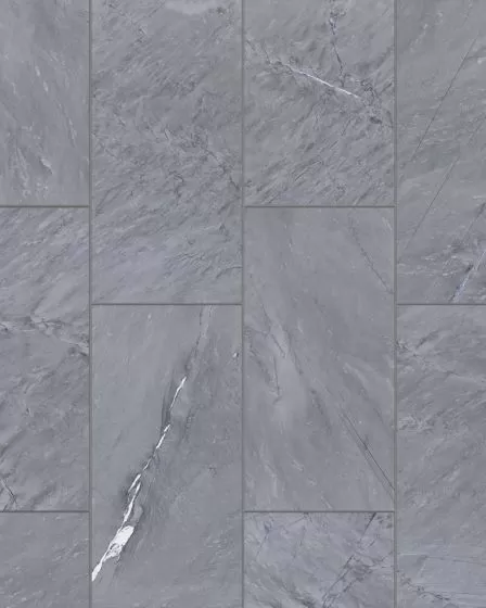 Prati Breccia Grey Polished Glazed Porcelain 12"x24" Field TIle