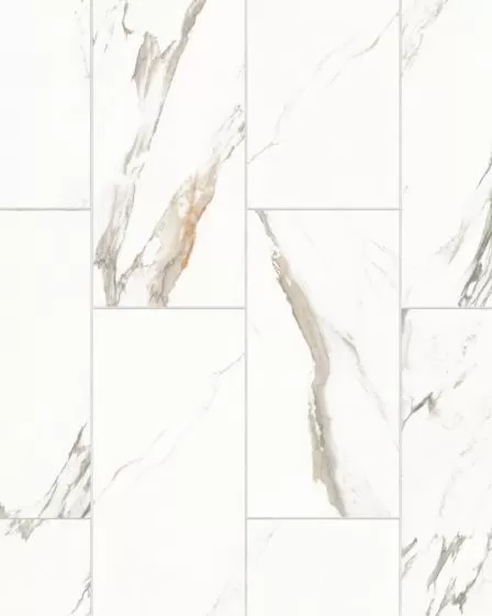 Prati Calacatta Borghini Warm Polished Glazed Porcelain 12"x24" Field TIle