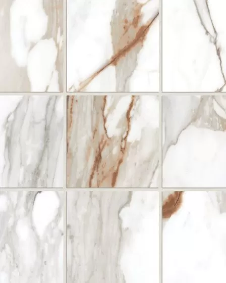 Prati Calacatta Macchia Vecchia Honed Glazed Porcelain 4"x4" Mosaic Tile