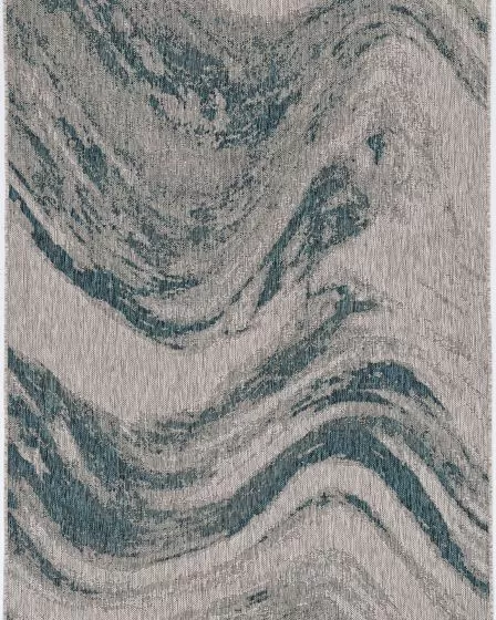 Provo 5765 Grey/Teal Strokes Area Rug