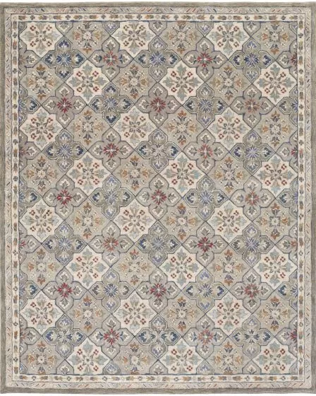 Rylan 8638F Taupe/Ivory/Red Area Rug