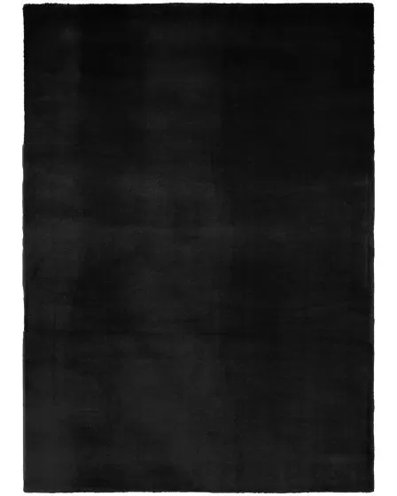 Soft Plush Rabbit Fur SFF01 Black 4'x6' Area Rug