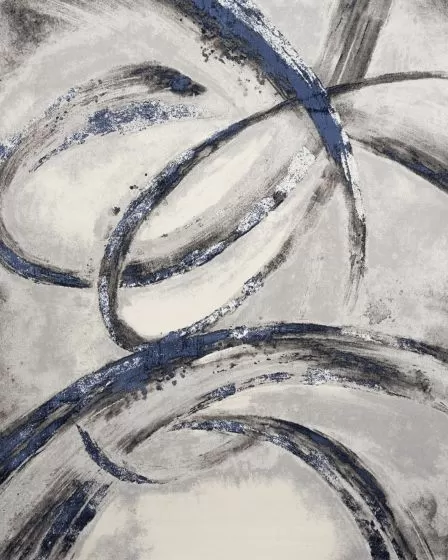 Splash BSK02 Grey Navy 5'3"x7'3" Area Rug