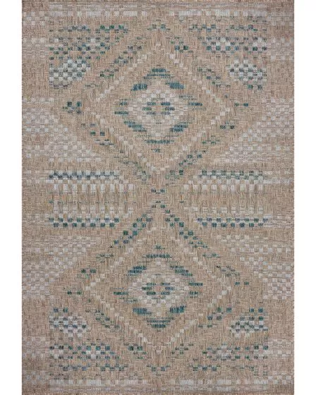 Topanga TOP-04 Natural/Aqua Area Rug