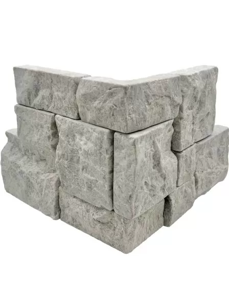 Tumbled Ledgers Taupe Natural Stone 8"x18" Marble Ledger Corner Tile