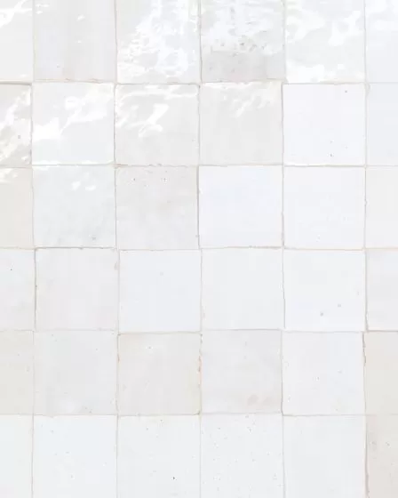 Zagora Neige Blanc Glossy Glazed Ceramic 2"x2" Mosaic Tile