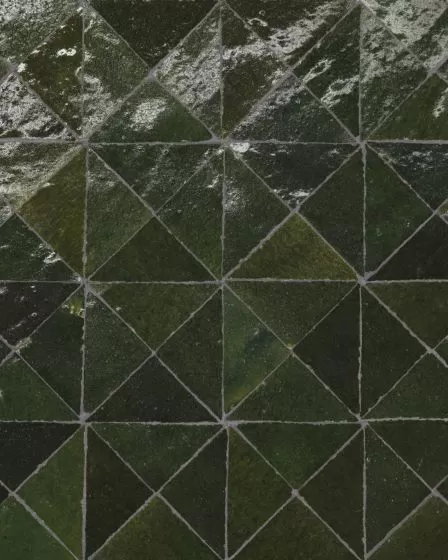 Zagora Vert Mousse Glossy Glazed Ceramic Triangle Mosaic Tile